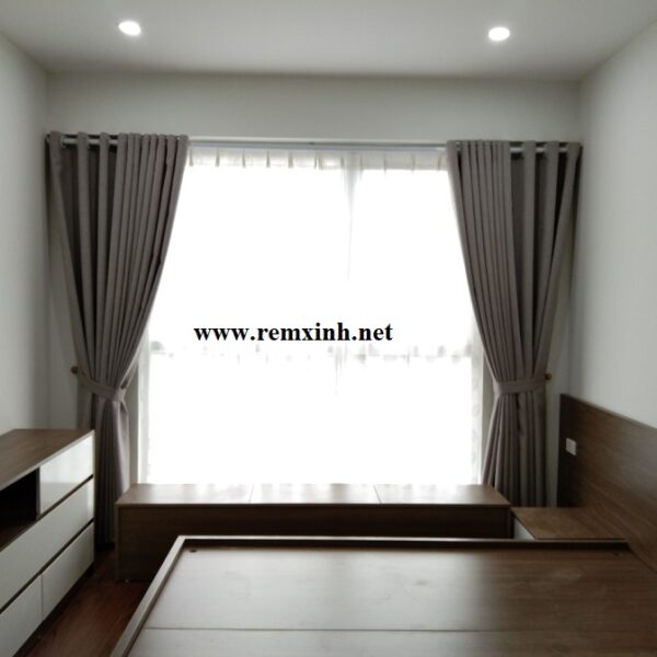 Rèm vải giá rẻ màu ghi