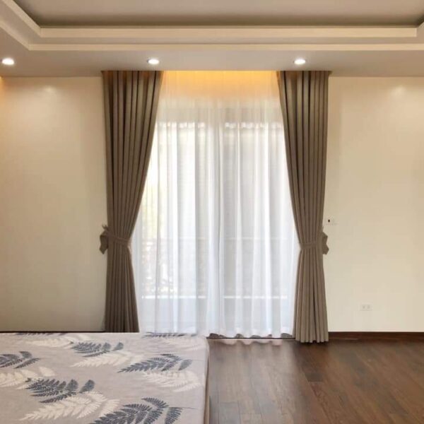 Rèm vải màu ghi