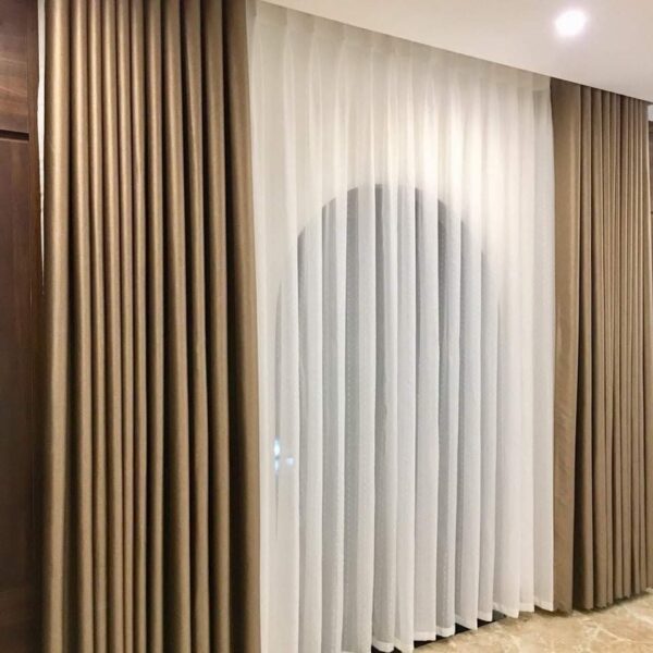 Rèm cửa màu nâu cà phê, mẫu rèm vải màu nâu tây