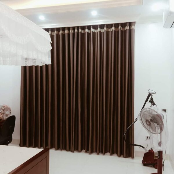 Rèm cửa màu nâu cà phê, mẫu rèm vải màu nâu tây