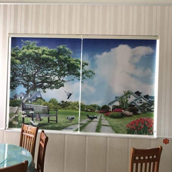 Rèm cuốn tranh lắp nhà hàng quán cà phê