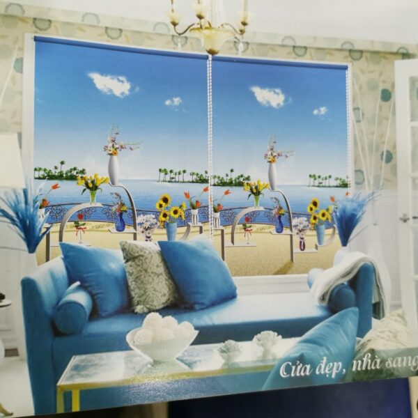 Rèm Cuốn Tranh Lắp Cửa Sổ Phòng Khách
