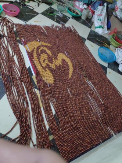 Mẫu rèm hạt gỗ bồ đề đan hình chữ TÂM - AN