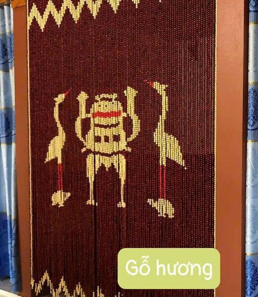 Mẫu rèm hạt gỗ lư hương con hạc Mẫu rèm hạt gỗ lư hương con hạc