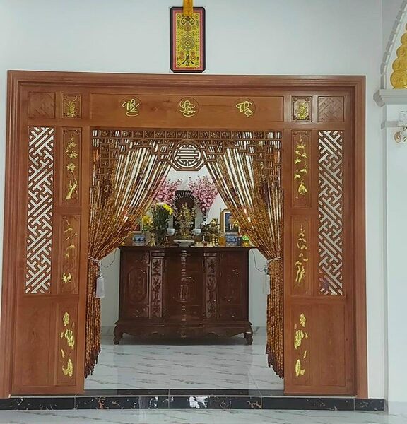 Rèm gỗ phòng thờ sang trọng