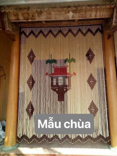 Rèm hạt gỗ bồ đề đan hình chùa 1 cột