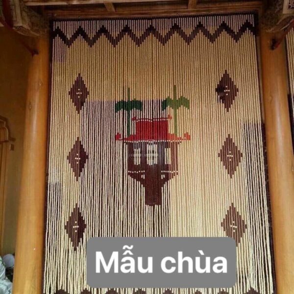 Rèm hạt gỗ bồ đề đan hình chùa 1 cột Rèm hạt gỗ bồ đề đan hình chùa 1 cột