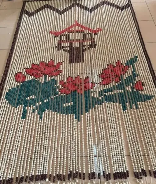 Rèm hạt gỗ bồ đề đan hình chùa 1 cột Rèm hạt gỗ bồ đề đan hình chùa 1 cột