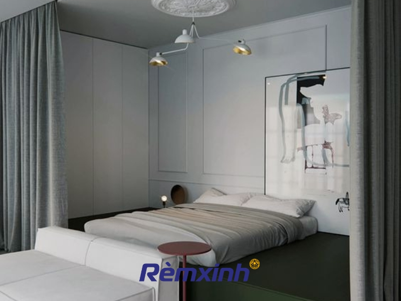 Rèm vải cotton ngăn phòng ngăn giường sang trọng