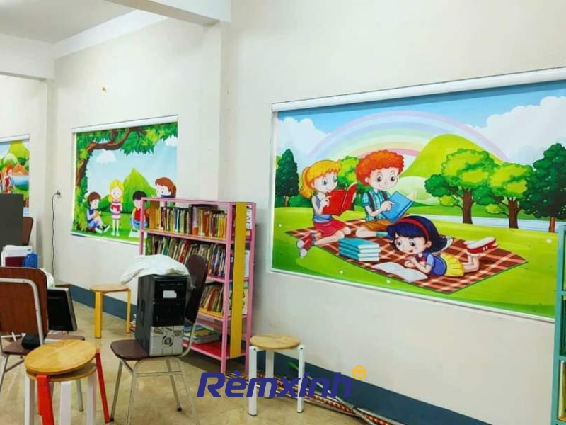 Công trình lắp đặt rèm cuốn in tranh
