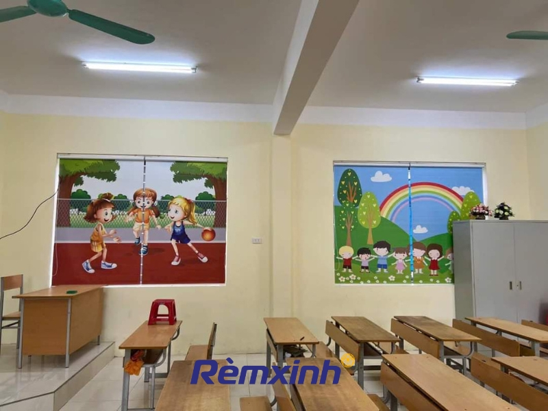 Rèm cuốn in tranh cho lớp học tại Phường Bạch Mai