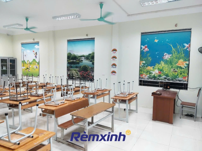Công trình lắp đặt rèm cuốn in tranh