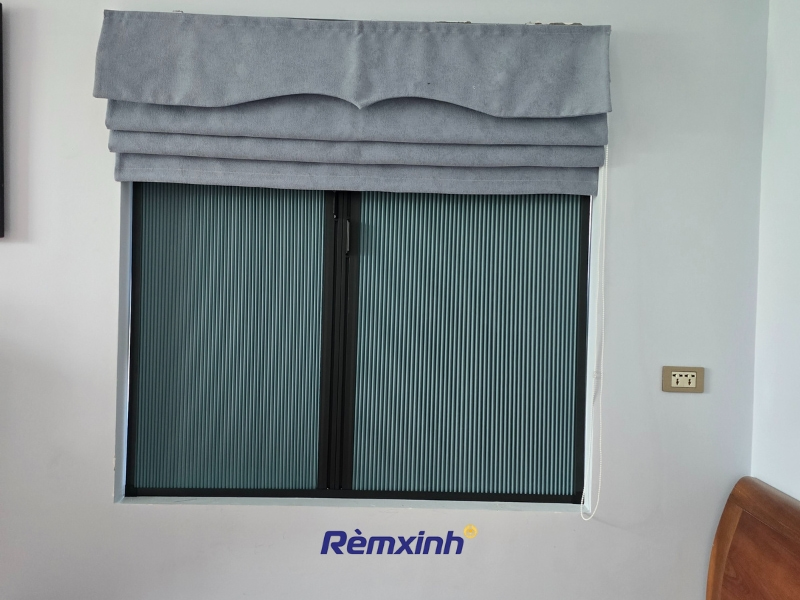 Cấu tạo rèm Roman: vải rèm, thanh ngang, dây kéo, hộp rèm