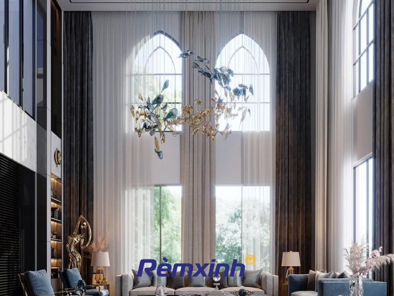 Rèm vải cho cửa kính thông tầng