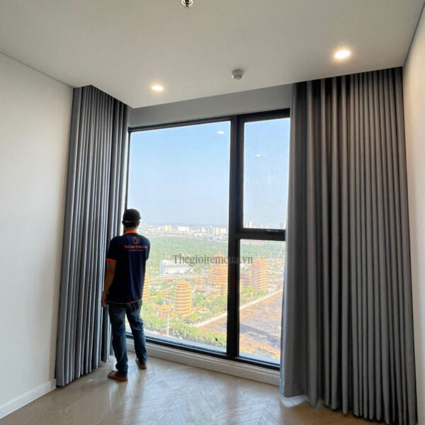 Lắp rèm vải chung cư 1 lớp chống nắng, giá rẻ tiết kiệm