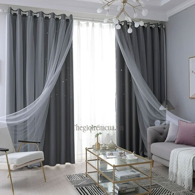 Rèm cửa 2 lớp phòng khách sang trọng Rèm cửa 2 lớp phòng khách sang trọng