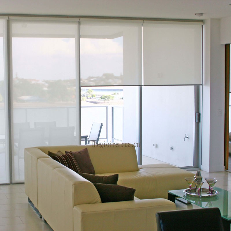 Rèm cuốn vải lưới phòng khách sang trọng Rèm cuốn vải lưới phòng khách sang trọng