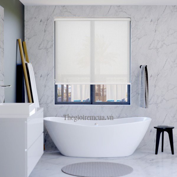 Mẫu màn sáo cuốn lưới màu trắng cao cấp hiện đại