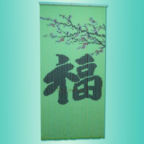 Rèm hạt nhựa tranh chữ phước nền kem