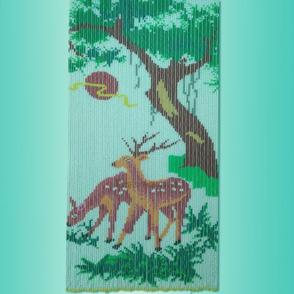 Rèm hạt nhựa tranh nai vàng uống ánh trăng