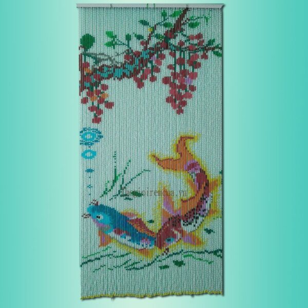 Rèm hạt nhựa tranh con cá nền trắng