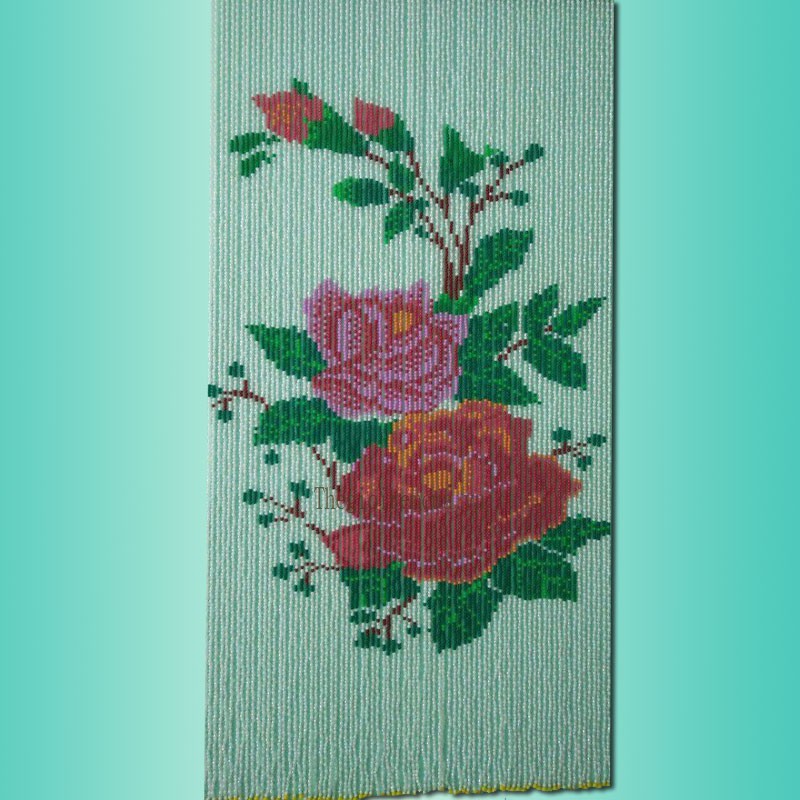 Rèm hạt nhựa tranh hoa hồng nền trắng Rèm hạt nhựa tranh hoa hồng nền trắng