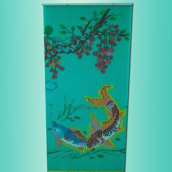 Rèm hạt nhựa tranh con cá nền ngọc