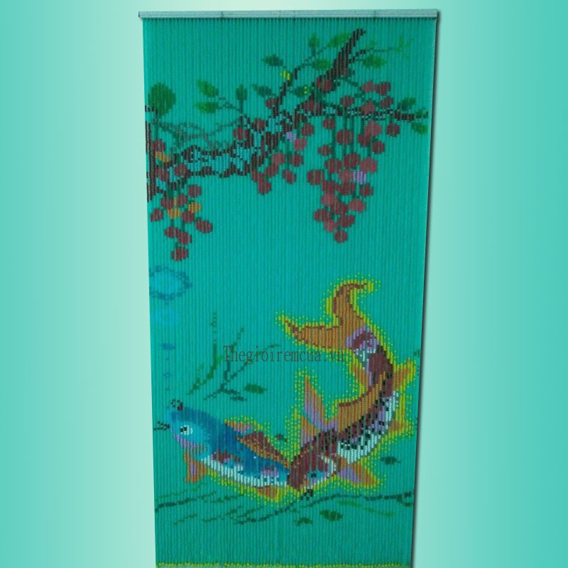 Rèm hạt nhựa tranh con cá nền ngọc Rèm hạt nhựa tranh con cá nền ngọc