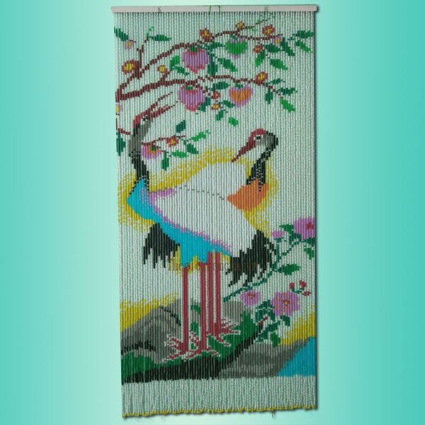 Rèm hạt nhựa tranh chim hạc ngự đào tiên