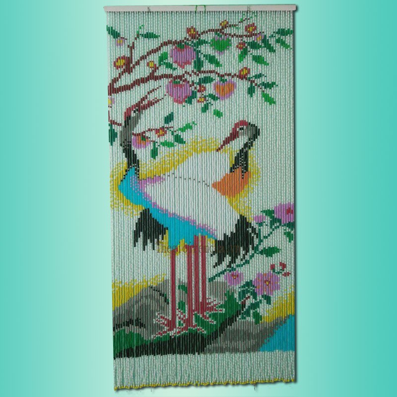 Rèm hạt nhựa tranh chim hạc ngự đào tiên Rèm hạt nhựa tranh chim hạc ngự đào tiên