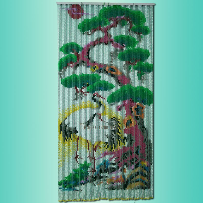 Rèm hạt nhựa tranh tùng hạc diên niên Rèm hạt nhựa tranh tùng hạc diên niên