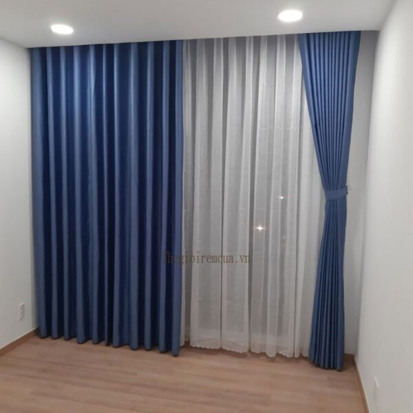 Rèm cửa 2 lớp loại giá rẻ chống nắng có voan trang trí