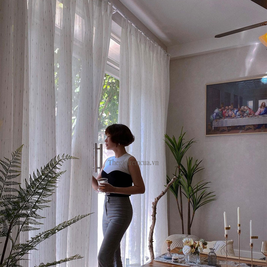 Rèm vải voan trắng cho phòng ngủ căn hộ Rèm vải voan trắng cho phòng ngủ căn hộ